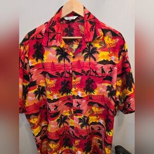 Tropical Sunset Red Hawaiian Shirt